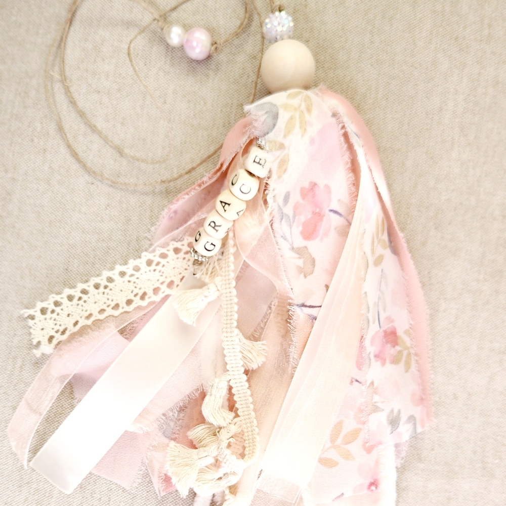 Floral Pink Tassel with Beads